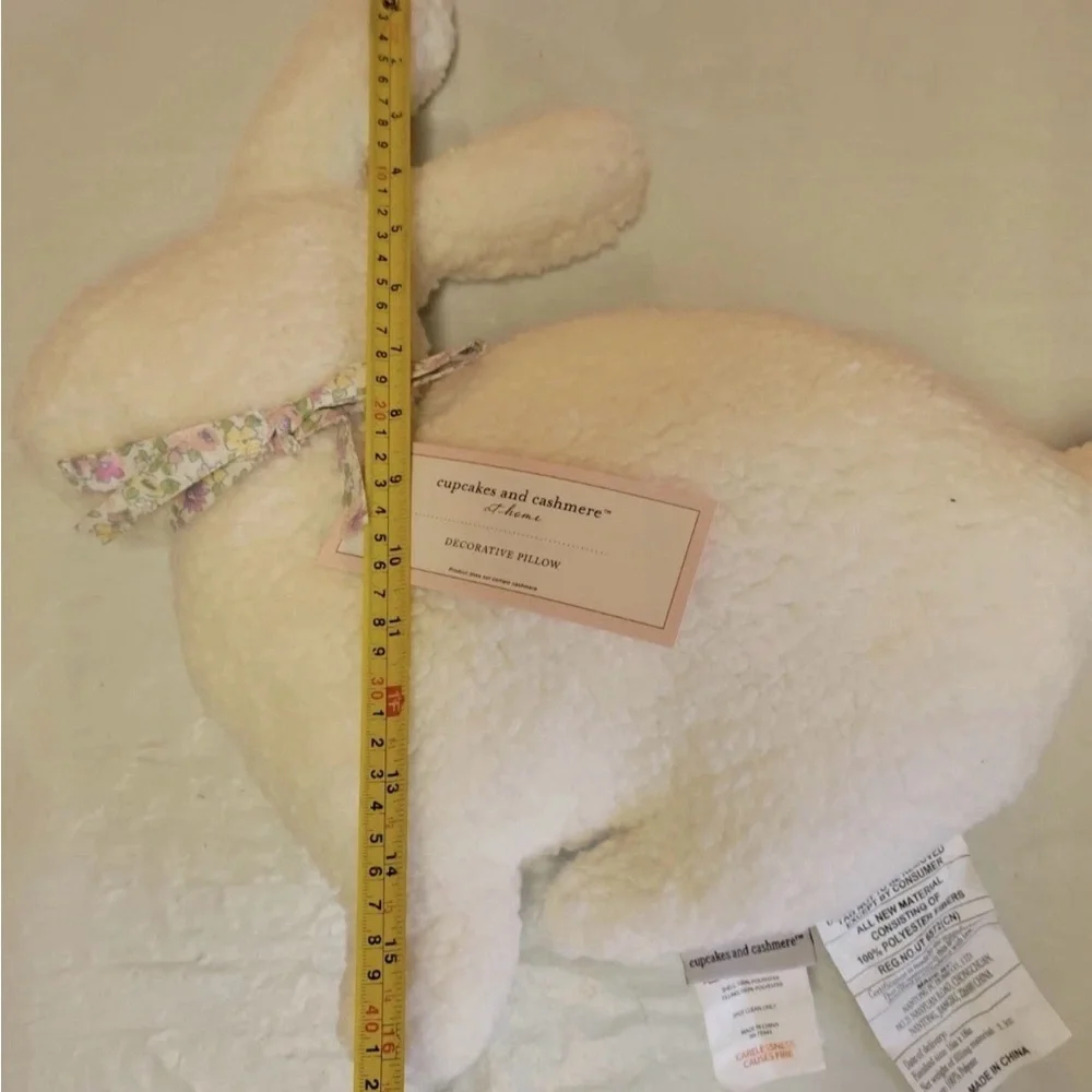 Cupcakes & Cashmere Easter Bunny Pillow Decorative White Sherpa 16x18 Boho